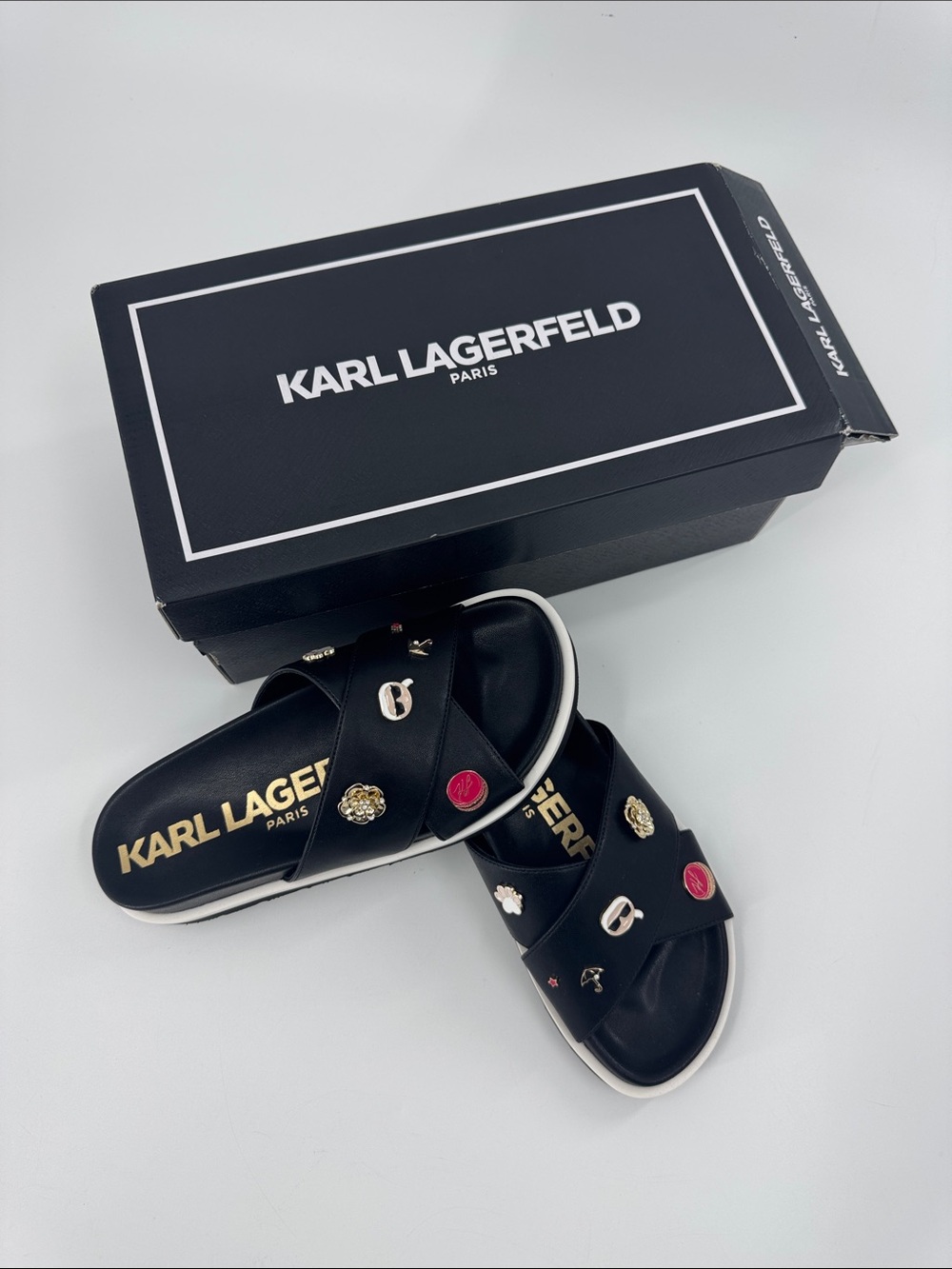 Karl Lagerfeld Women’s Harlan Pin Platform Slide Sandal 6.5 NEW IN BOX